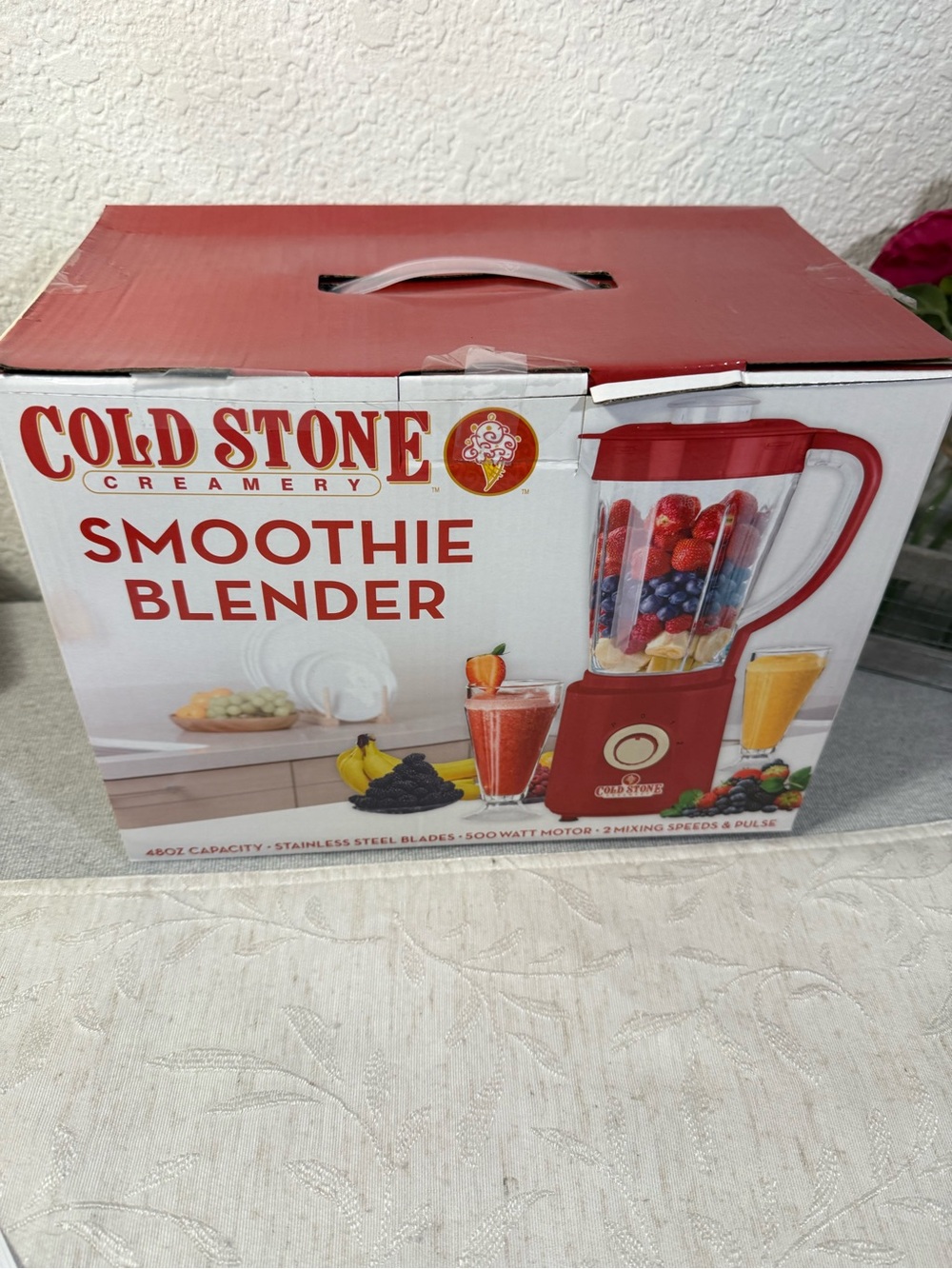 Cold Stone Creamery Red Smoothie Blender 48oz 500W 2Speed Pulse Partial Open Box